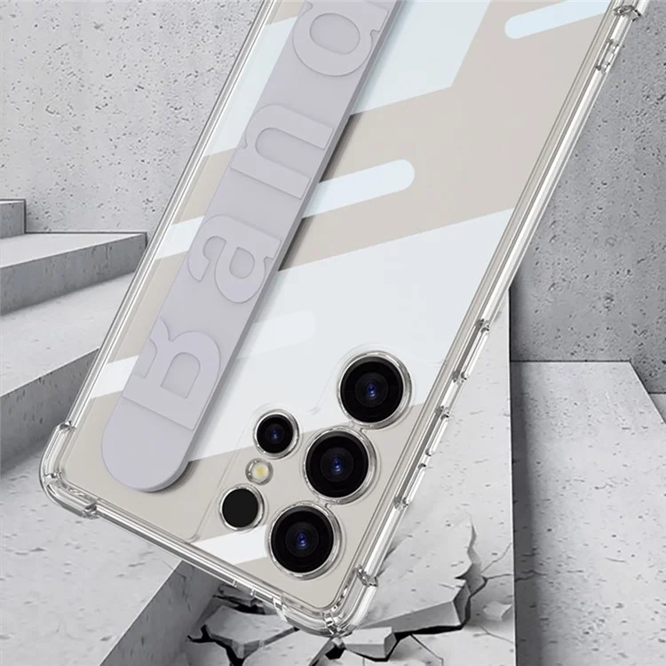 Funda para teléfono Samsung S25 Ultra GKK 10873 con correa para la muñeca tipo airbag y protección antichoque - Negro