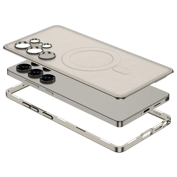GKK Kompatibel mit Samsung Galaxy S25 Ultra Hülle mit MagSafe, PU + PC Handy-Rückseite, Magnetische Installation - Schwarz