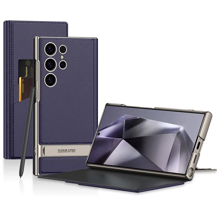 Étui pour Samsung Galaxy S25 Ultra GKK avec support caché, housse en cuir à rabat avec porte-cartes - Violet