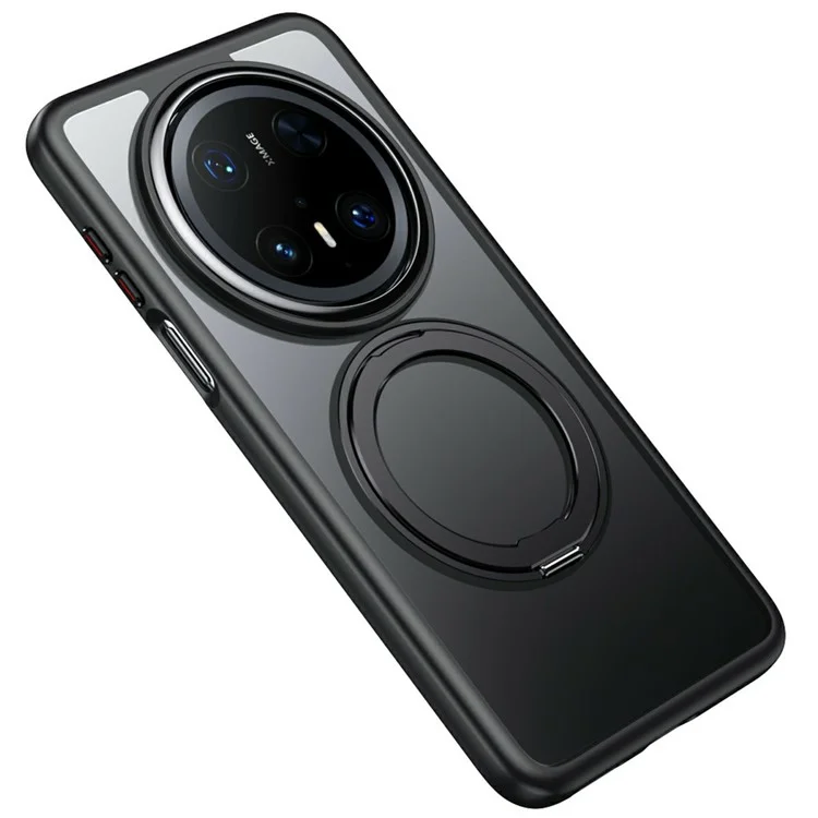 Funda para Huawei Mate 70 Pro+ / Mate 70 Pro compatible con MagSafe, de TPU + acrílico + soporte metálico, cubierta de teléfono mate - Negro