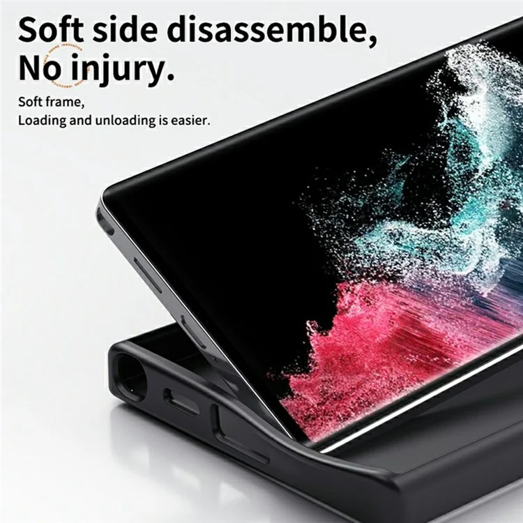 Für Samsung Galaxy S25 Ultra Hülle kompatibel mit MagSafe PC+TPU Handyhülle Ringhalter Kohlefaser-Textur - Schwarz