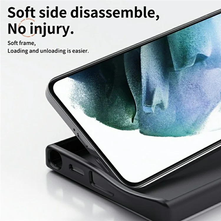 Coque pour Samsung Galaxy S25+ compatible avec MagSafe Étui de téléphone en PC + TPU avec support anneau Texture en fibre de carbone - Noir