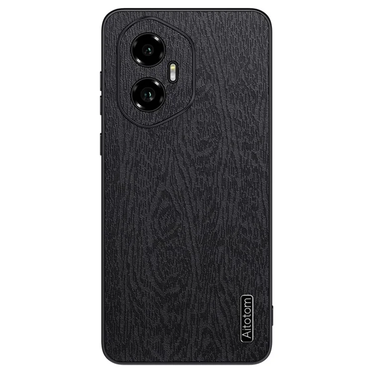 Für Ehre 300 Gehäuse Holztextur PU-Leder beschichtet PC TPU Handyhülle - Schwarz