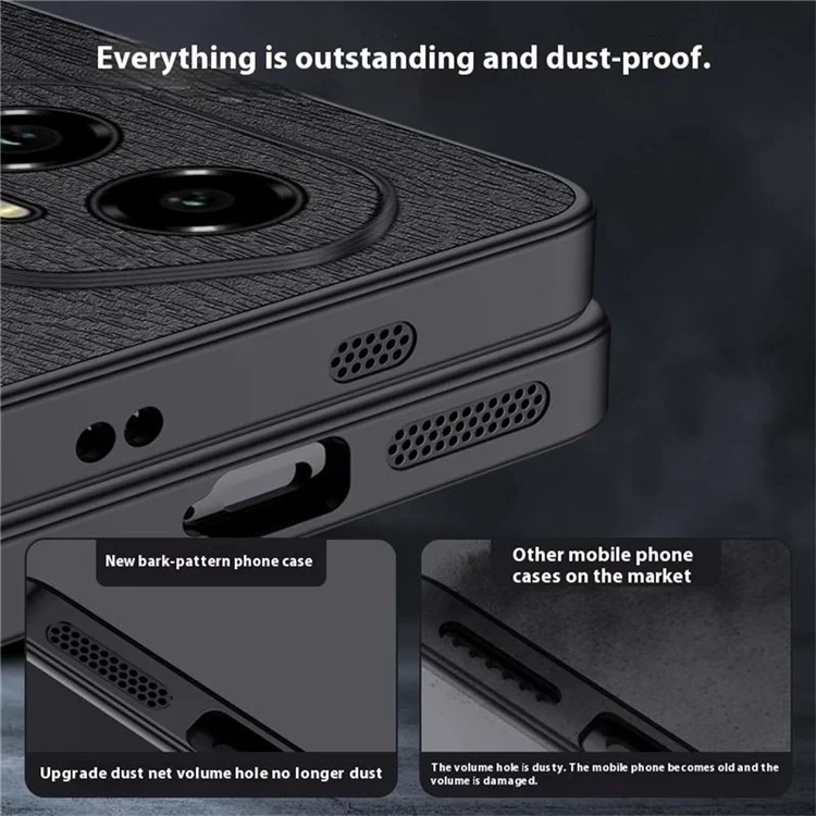 Für Ehre 300 Gehäuse Holztextur PU-Leder beschichtet PC TPU Handyhülle - Schwarz