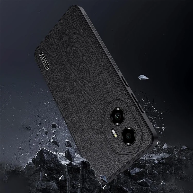 Für Ehre 300 Gehäuse Holztextur PU-Leder beschichtet PC TPU Handyhülle - Schwarz