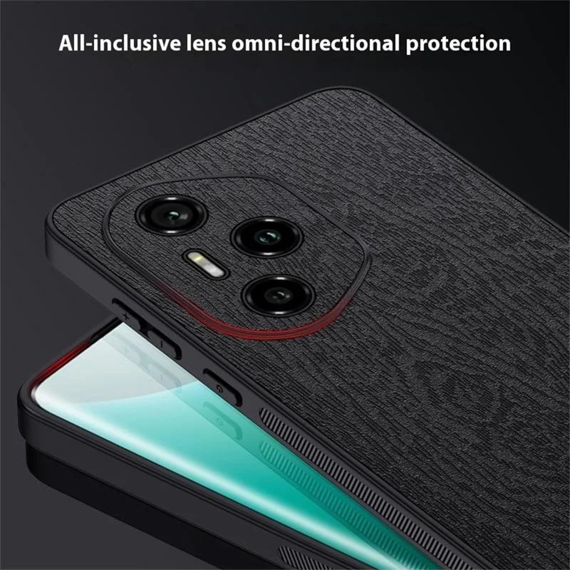 Futera na Honor 300 Pro z pokryciem PC i TPU z drewnianą fakturą z tworzywa PU - Szary