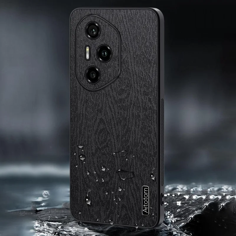 Futera na Honor 300 Pro z pokryciem PC i TPU z drewnianą fakturą z tworzywa PU - Szary