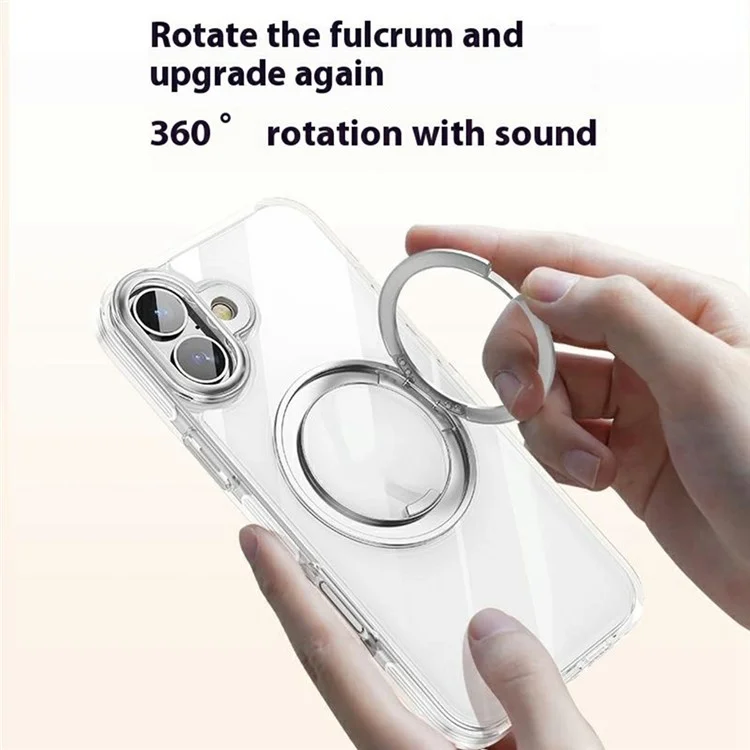 Funda para iPhone 16 compatible con MagSafe, soporte Fulcrum, marco de lente enchapado, cubierta de teléfono de PC + TPU - Oro