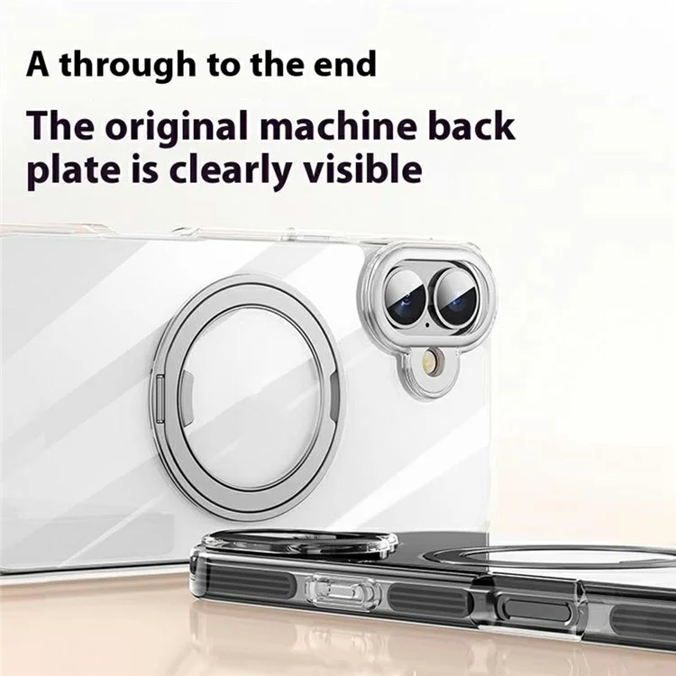 Funda para iPhone 16 compatible con MagSafe, soporte Fulcrum, marco de lente enchapado, cubierta de teléfono de PC + TPU - Oro