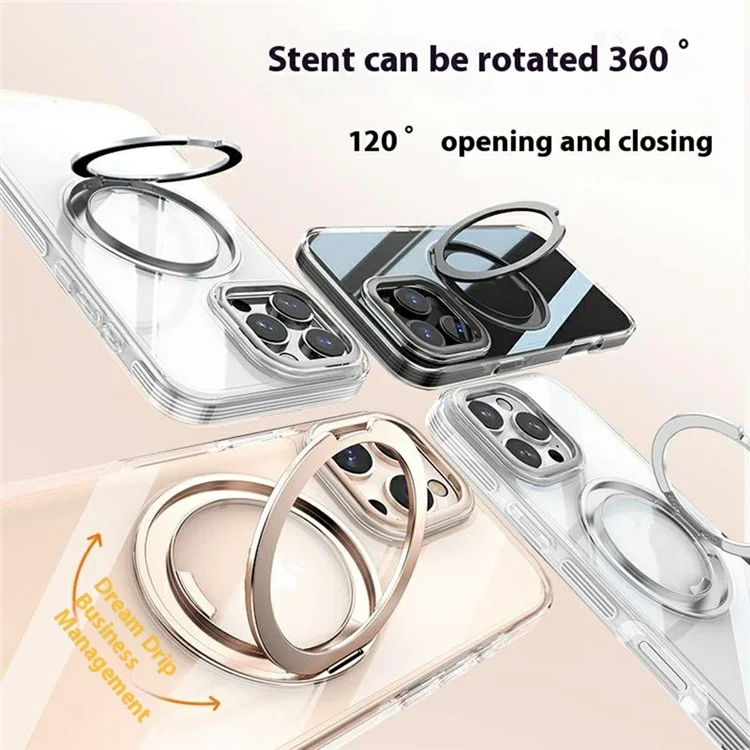 Für iPhone 16 Pro Hülle kompatibel mit MagSafe Gear Fulcrum Ständer Elektroplattierung Linsenrahmen PC + TPU Handyhülle - Gold