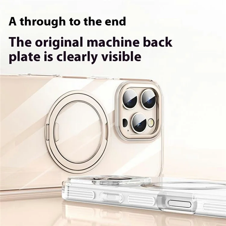 Für iPhone 16 Pro Hülle kompatibel mit MagSafe Gear Fulcrum Ständer Elektroplattierung Linsenrahmen PC + TPU Handyhülle - Gold