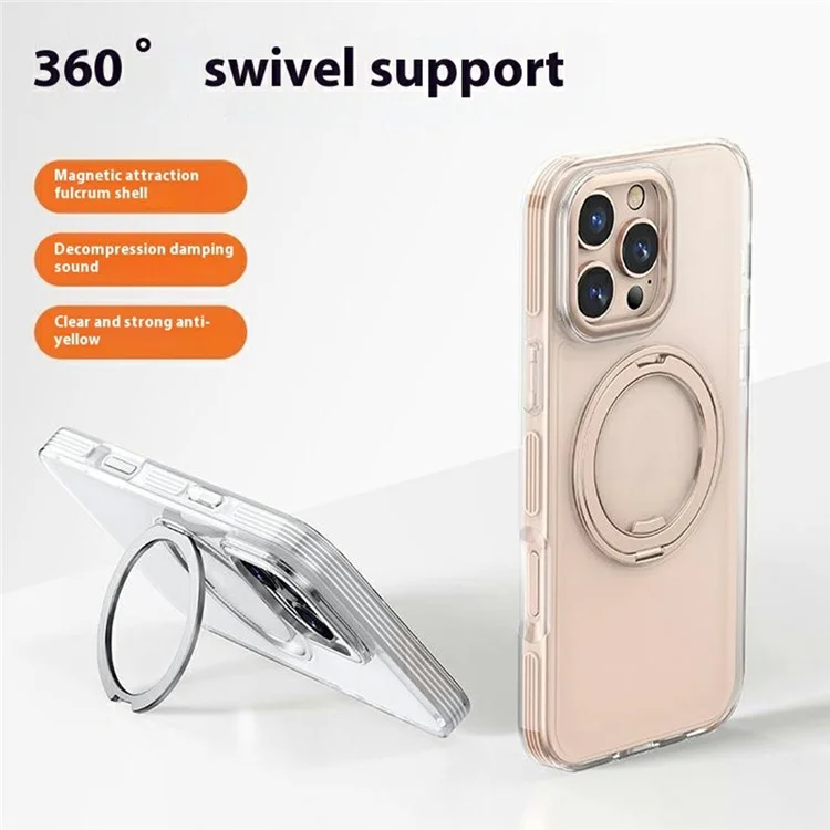 Coque pour iPhone 16 Pro Max compatible avec MagSafe Gear Fulcrum Kickstand Electroplating Lens Frame PC + TPU Housse de téléphone - Or