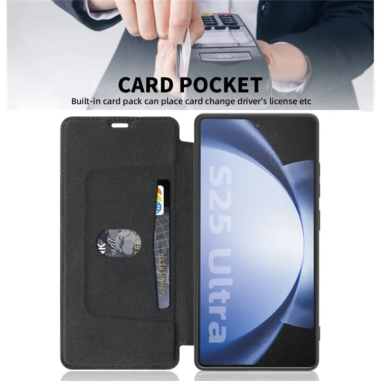 Für Samsung Galaxy S25 Ultra Hülle Kartenhalter Ständer Flüssigsilikon Handyhülle - Schwarz