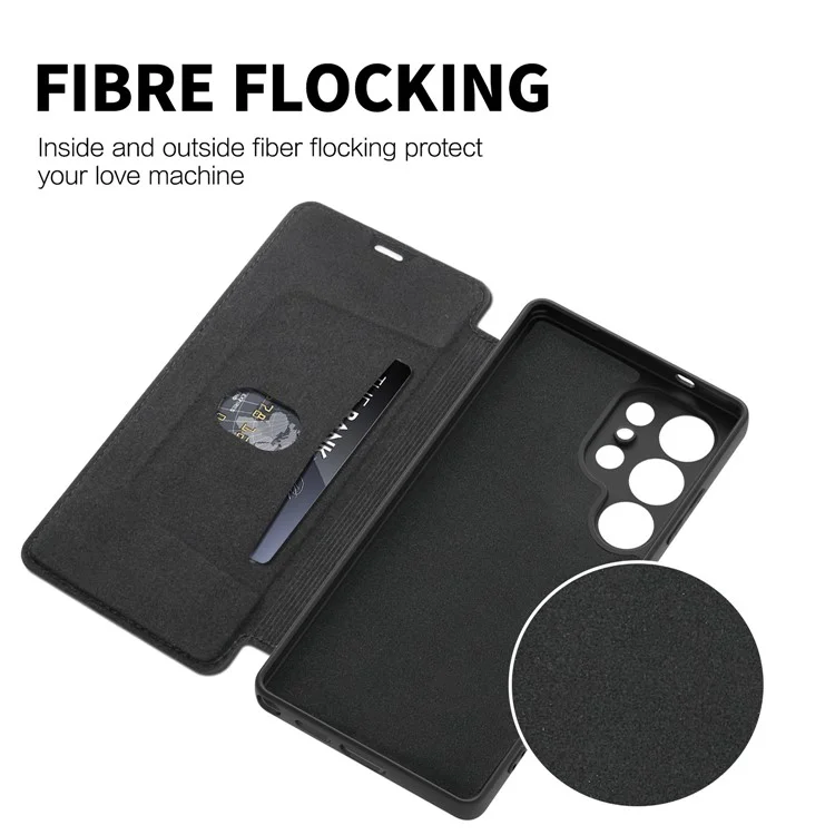 Für Samsung Galaxy S25 Ultra Hülle Kartenhalter Ständer Flüssigsilikon Handyhülle - Schwarz