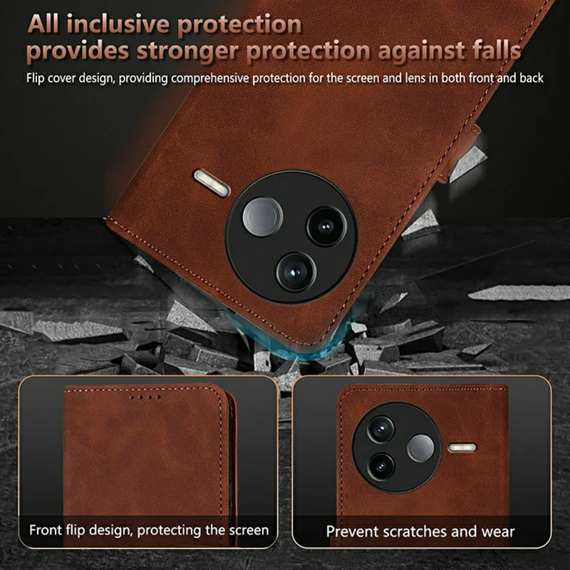 AZNS til Xiaomi Poco F7 Pro 5G / Redmi K80 5G Taske i PU-læder med wallet - Sort