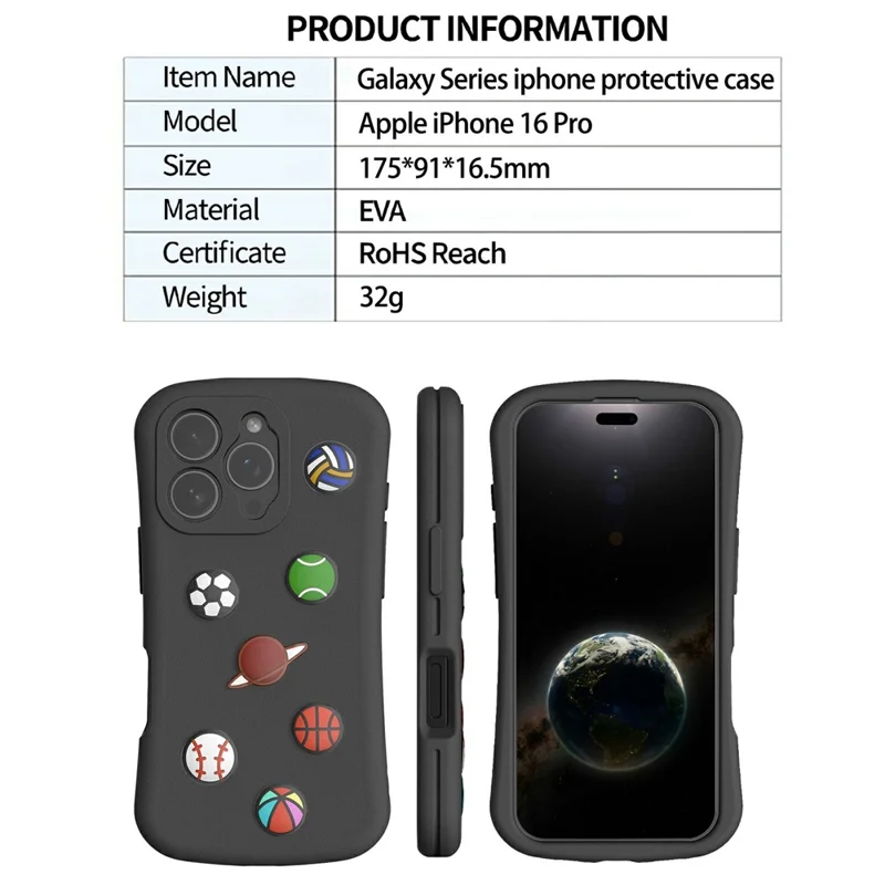 Capa para iPhone 16 Pro Série Galaxy Padrão EVA Anti Queda - Preta