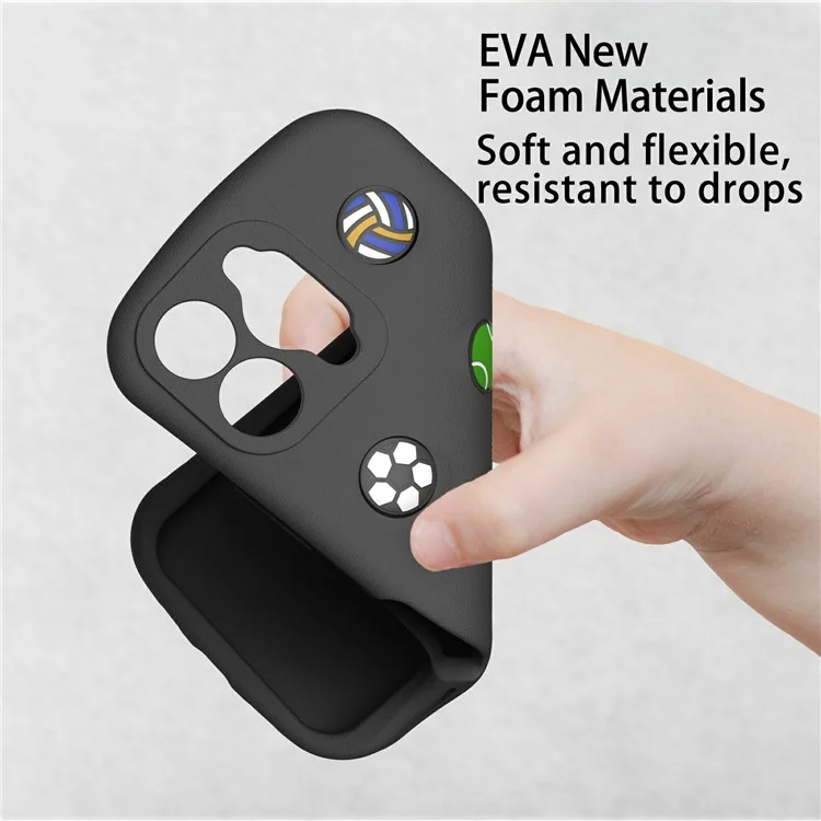 Für iPhone 16 Pro Max Hülle Galaxy Series Muster EVA Anti-Drop Handyhülle - Schwarz