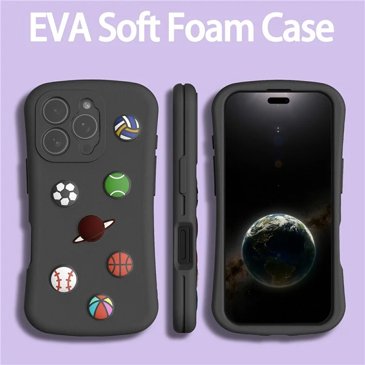 Für iPhone 16 Pro Max Hülle Galaxy Series Muster EVA Anti-Drop Handyhülle - Schwarz