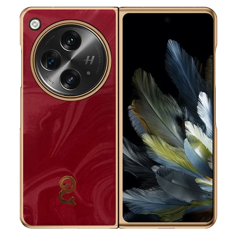 Étui pour Oppo Find N3 5G en cuir PU et PC rigide avec fonction de pliage - Rouge