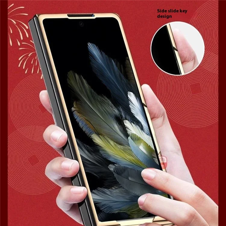 Étui pour Oppo Find N3 5G en cuir PU et PC rigide avec fonction de pliage - Rouge