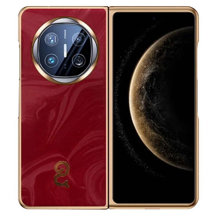 For Huawei Mate X6 Case PU Leather Hard PC Folding Phone Cover - Red