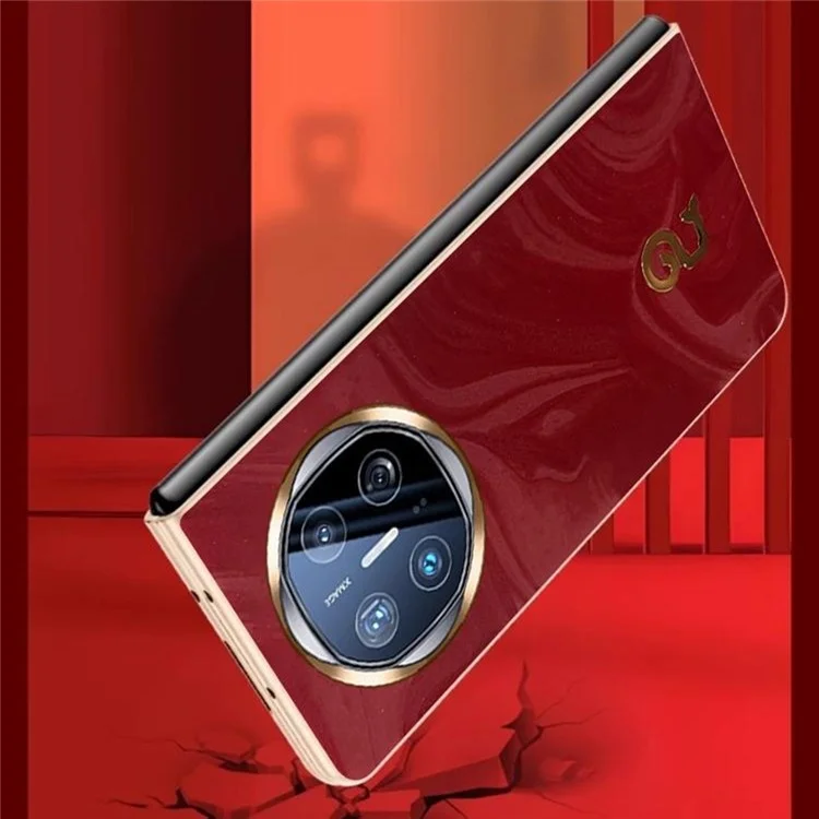 For Huawei Mate X6 Case PU Leather Hard PC Folding Phone Cover - Red