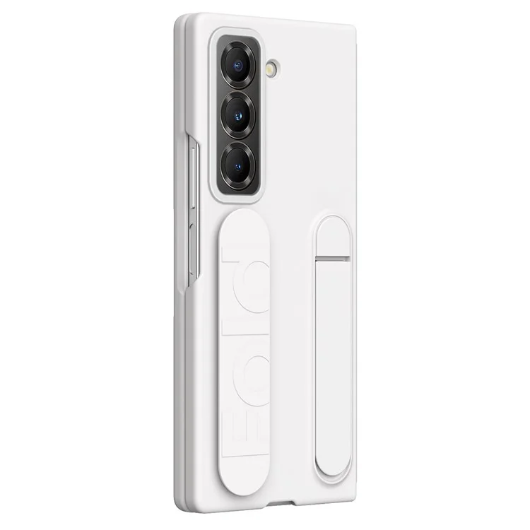 Handyhalterung mit Haltegriff für Samsung Galaxy Z Fold Spezial / Z Fold 6 Slim / W25 PC Silikonhülle mit Panzerglas-Folie - Weiß