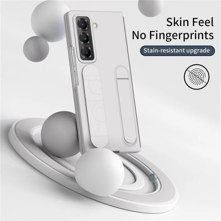 Handyhalterung mit Haltegriff für Samsung Galaxy Z Fold Spezial / Z Fold 6 Slim / W25 PC Silikonhülle mit Panzerglas-Folie - Weiß