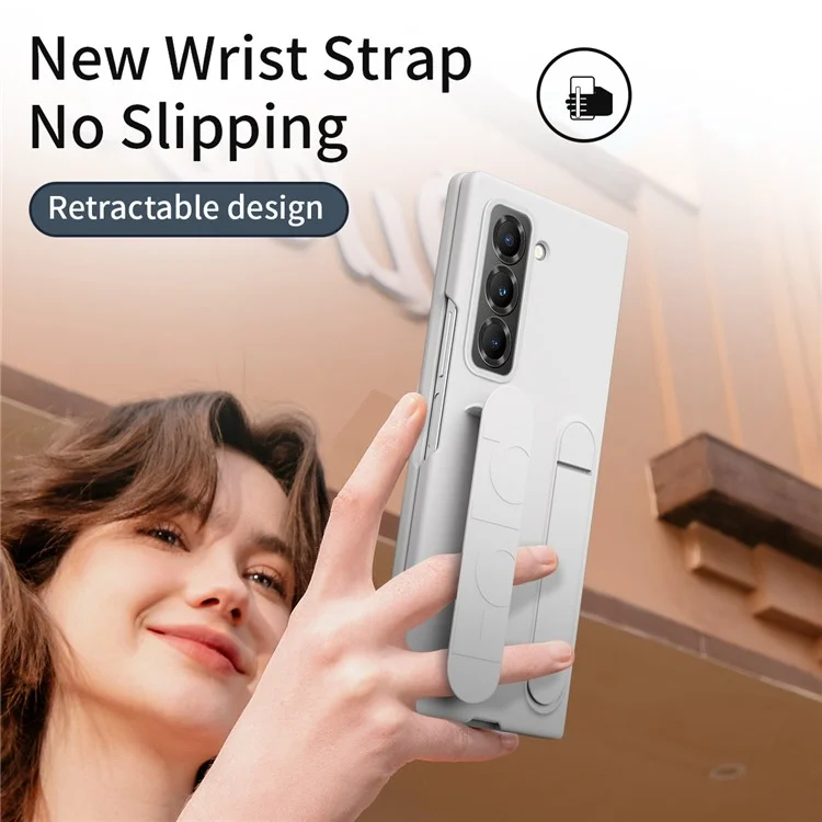 Handyhalterung mit Haltegriff für Samsung Galaxy Z Fold Spezial / Z Fold 6 Slim / W25 PC Silikonhülle mit Panzerglas-Folie - Weiß
