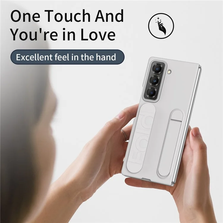 Handyhalterung mit Haltegriff für Samsung Galaxy Z Fold Spezial / Z Fold 6 Slim / W25 PC Silikonhülle mit Panzerglas-Folie - Weiß