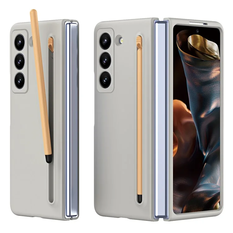 Coque de téléphone avec stylet pour Samsung Galaxy Z Fold Special / Z Fold 6 Slim / W25 Coque arrière en PC dur - Gris clair
