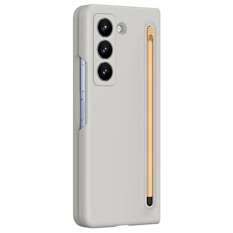 Coque de téléphone avec stylet pour Samsung Galaxy Z Fold Special / Z Fold 6 Slim / W25 Coque arrière en PC dur - Gris clair
