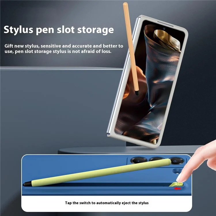 Coque de téléphone avec stylet pour Samsung Galaxy Z Fold Special / Z Fold 6 Slim / W25 Coque arrière en PC dur - Gris clair