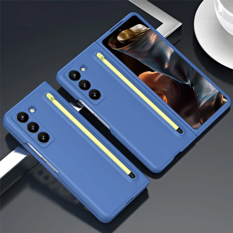 Telefonbeskyttelse med stift til Samsung Galaxy Z Fold Special / Z Fold 6 Slim / W25 Hård PC bagside - himmelblå