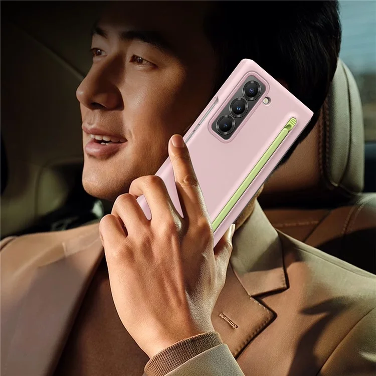 Étui de téléphone PC pour Samsung Galaxy Z Fold Special / Z Fold 6 Slim / W25 avec étui de téléphone mobile et stylet - Rose