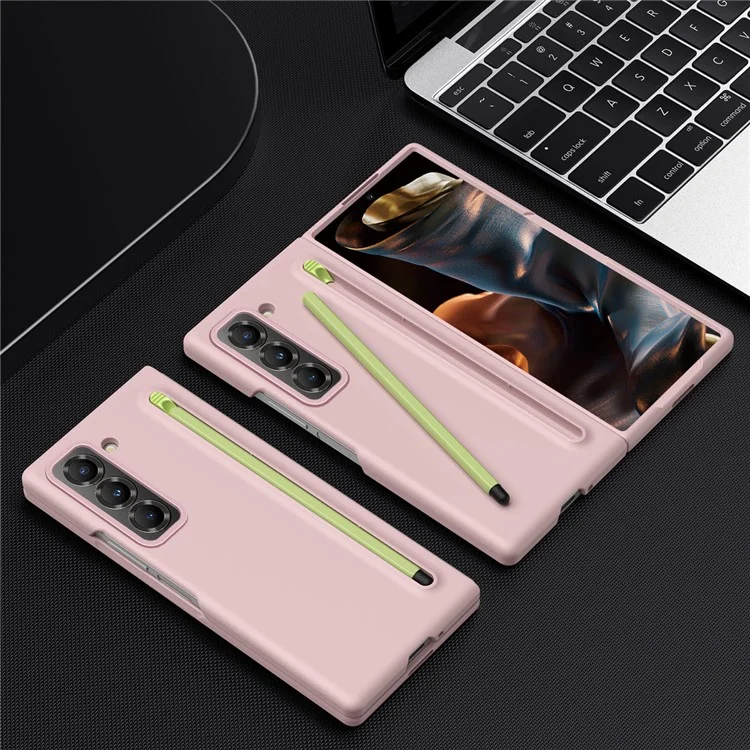 Étui de téléphone PC pour Samsung Galaxy Z Fold Special / Z Fold 6 Slim / W25 avec étui de téléphone mobile et stylet - Rose