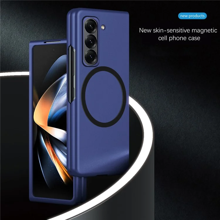 Coque de téléphone PC mate pour Samsung Galaxy Z Fold Special / Z Fold 6 Slim / W25 Skin Touch Housse arrière compatible avec Magsafe - Saphir