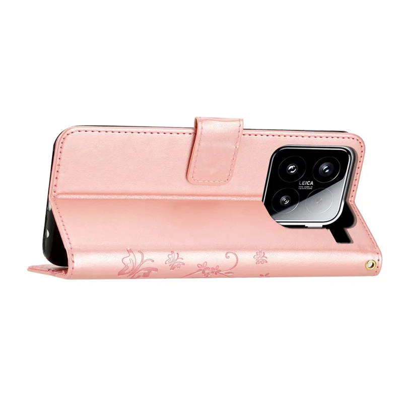 Capa para Xiaomi 15 em couro PU com alça - Ouro rosa