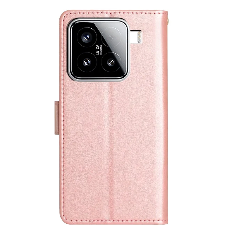 Capa para Xiaomi 15 em couro PU com alça - Ouro rosa