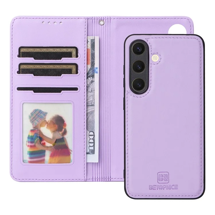 BETOPNICE 005 Чехол-кошелек из искусственной кожи для Samsung Galaxy S25 - Фиолетовый
