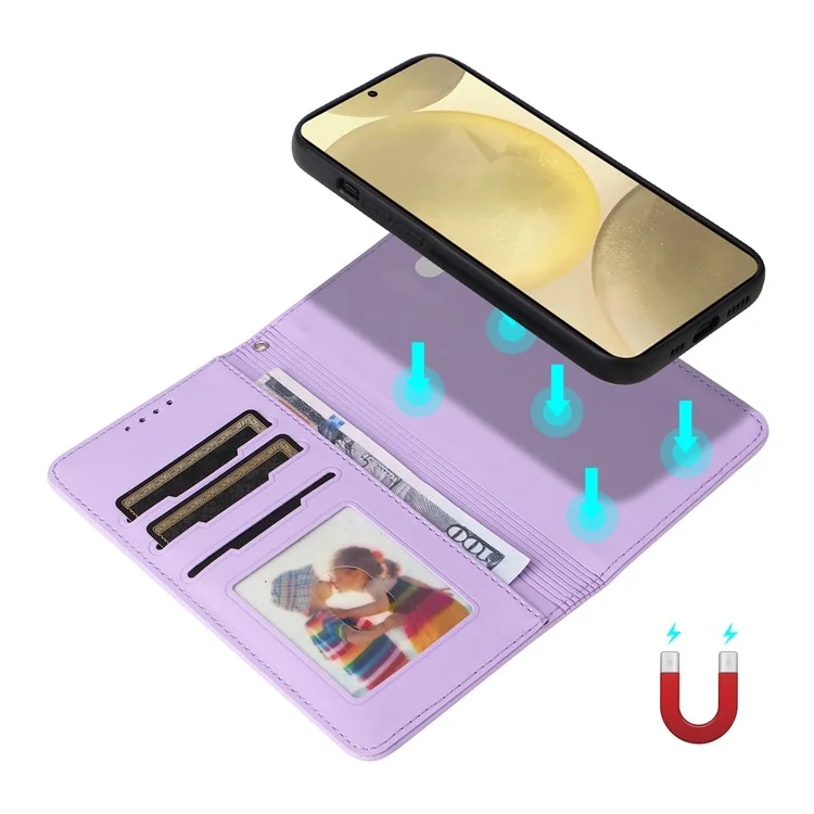 BETOPNICE 005 Чехол-кошелек из искусственной кожи для Samsung Galaxy S25 - Фиолетовый
