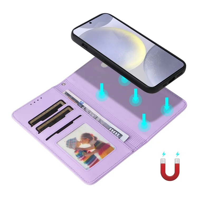 Funda tipo cartera de piel sintética para Samsung Galaxy S25+ - Morado