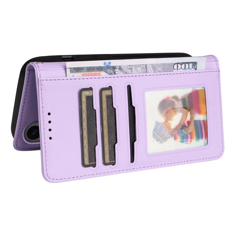 Funda tipo cartera de piel sintética para Samsung Galaxy S25+ - Morado