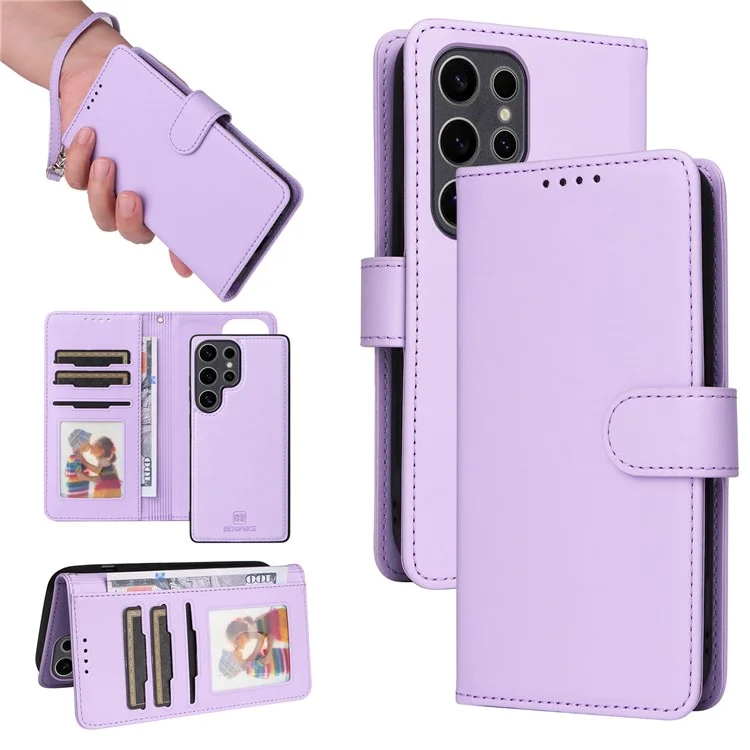 BETOPNICE 005 Чехол-книжка из искусственной кожи с подставкой для Samsung Galaxy S25 Ultra - Фиолетовый