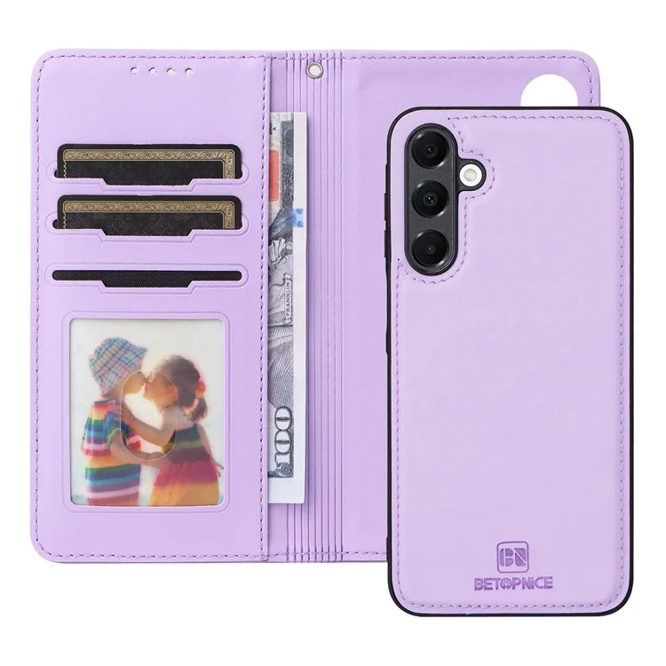 BETOPNICE 005 Funda tipo cartera de piel sintética con soporte para Samsung Galaxy A16 4G / 5G - Morado