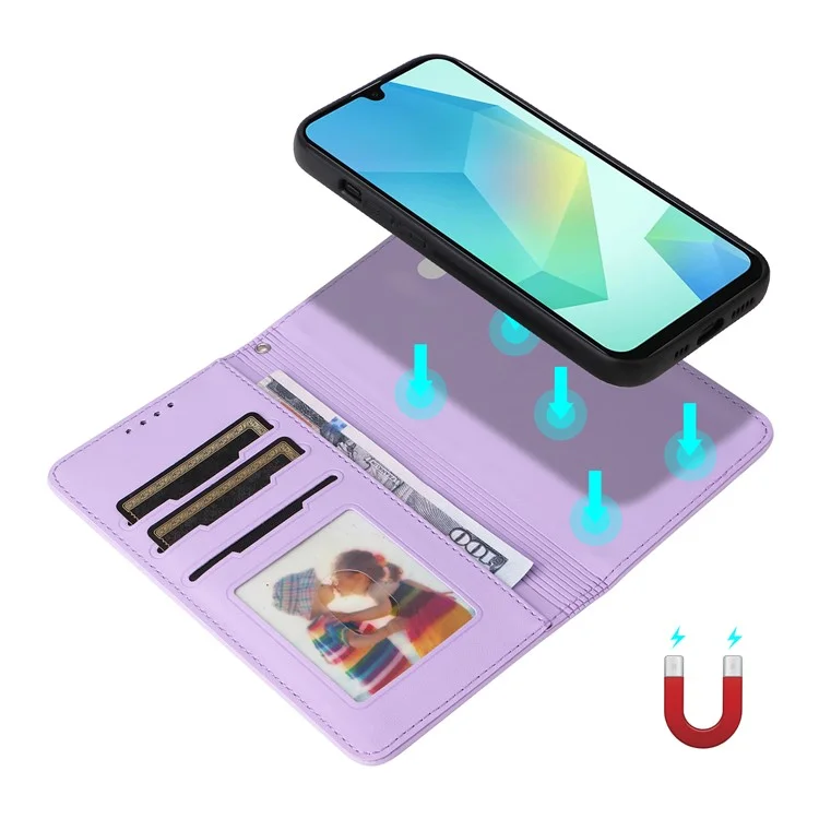 BETOPNICE 005 Funda tipo cartera de piel sintética con soporte para Samsung Galaxy A16 4G / 5G - Morado