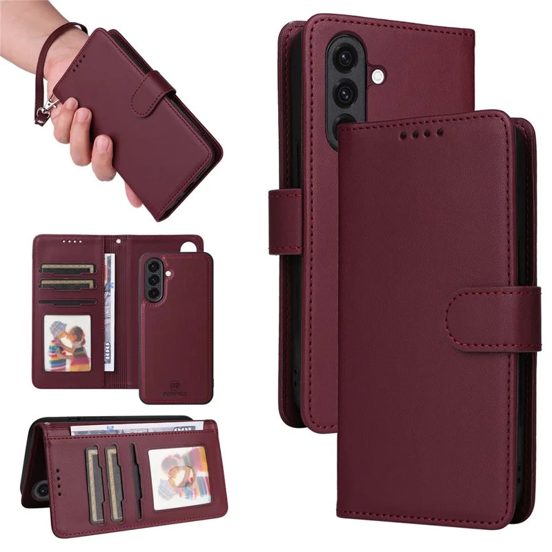 For Samsung Galaxy A36 5G Magnetic Case BETOPNICE Detachable PU Leather Phone Cover with Strap - Wine Red