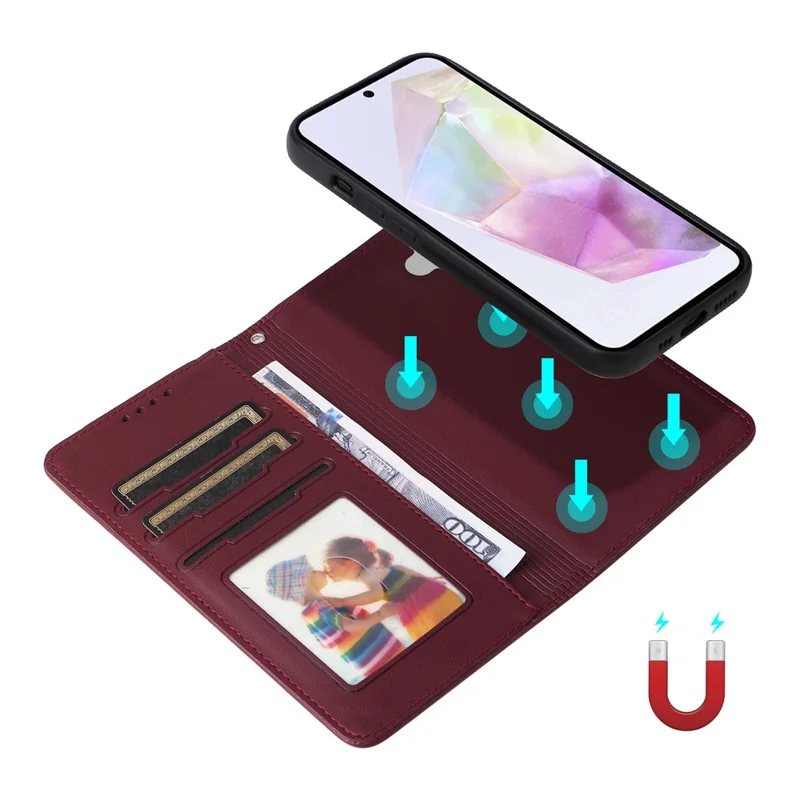 For Samsung Galaxy A36 5G Magnetic Case BETOPNICE Detachable PU Leather Phone Cover with Strap - Wine Red