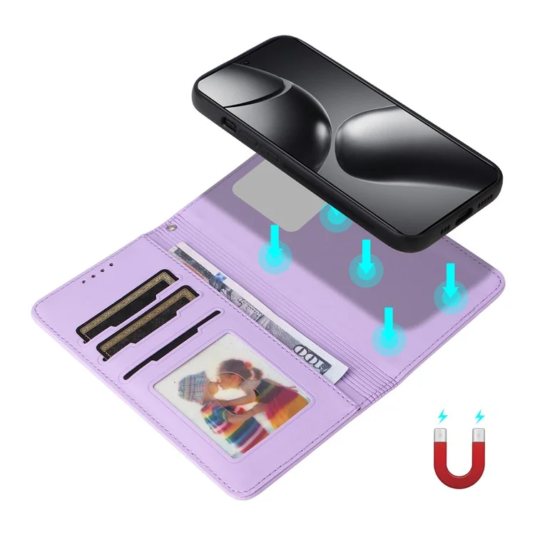 BETOPNICE 005 Capa de carteira de couro PU para Xiaomi 14T Pro - Roxo
