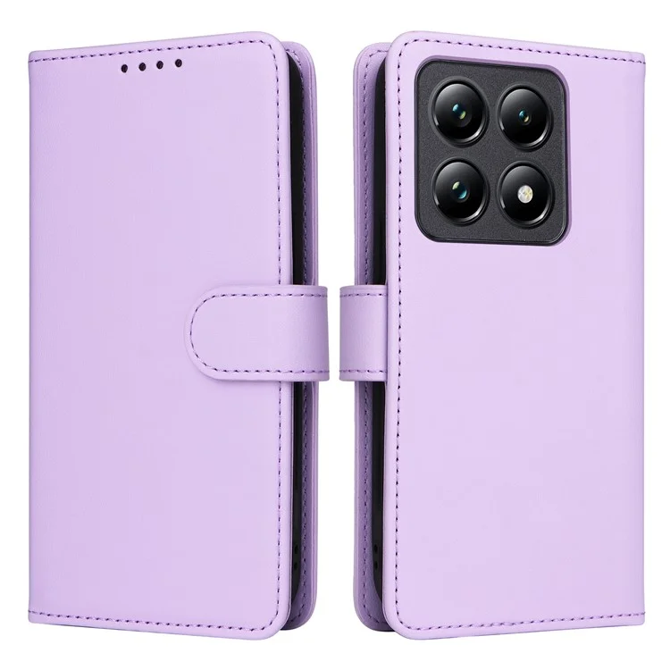 BETOPNICE 005 Capa de carteira de couro PU para Xiaomi 14T Pro - Roxo